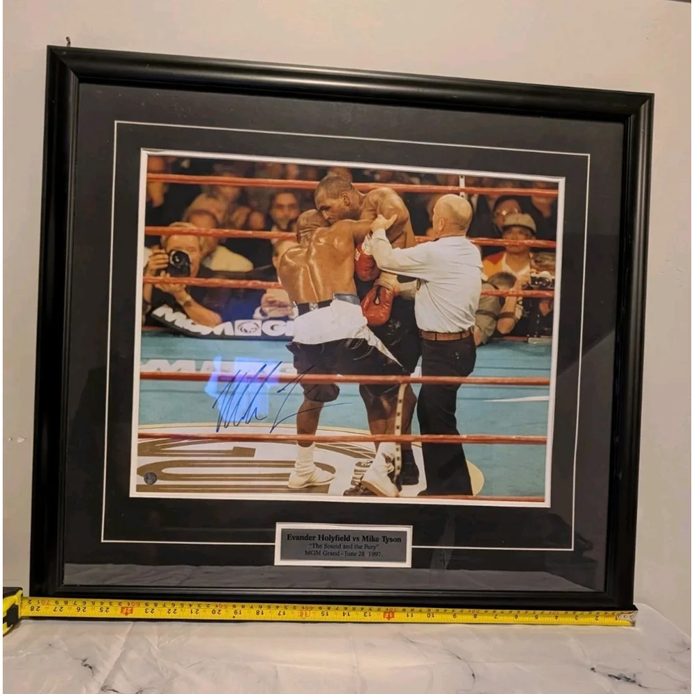 Mike Tyson Autograph w/COA Framed Photo 28x26" Ear Bite 1997 Evander Holyfield - Picture 4 of 7